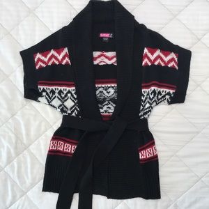 Wrap cardigan sweater with tie